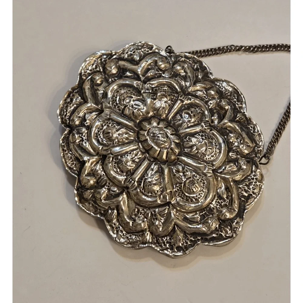Beautiful Antique Persian Courting Mirror made from 900 Coin Silver - Some Dents